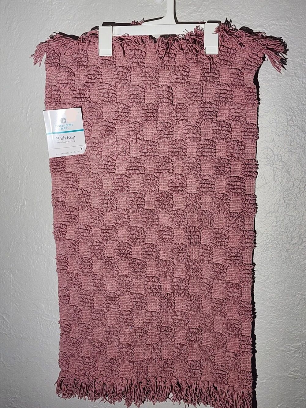 Comfort Bay Handwoven Bath Rug 18in X 28in Pink 100% Cotton